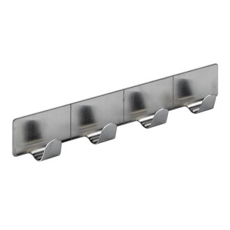 HETTICH Hakenleiste, 4 Haken, selbstklebend, 160 x 31 x 20 mm, Edelstahl-Optik