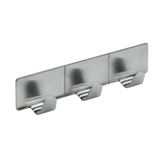 HETTICH Hakenleiste selbstklebend, 3 Haken, 120 x 28 x 20 mm, Stahl Edelstahl Optik