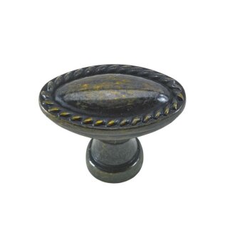 Hettich Möbelknopf, 35 x 21 x 28 mm, Zinkdruckguss vermessingt brüniert