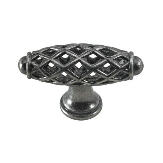 Hettich Möbelknopf, 58 x 20 x 38 mm, Zinkdruckguss brüniert, silberfarben