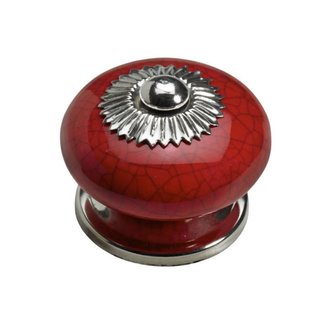 Knopf Porzellan Zinkdruckguss rot vintage