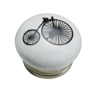 Hettich Möbelknopf Fahrrad, Ø 40mm, Porzellan Stahl
