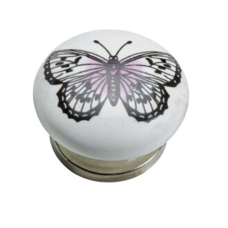 Knopf Porzellan Stahl Schmetterling