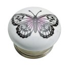 Knopf Schmetterling, Porzellan, Stahl
