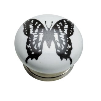 Knopf Porzellan Stahl Schmetterling