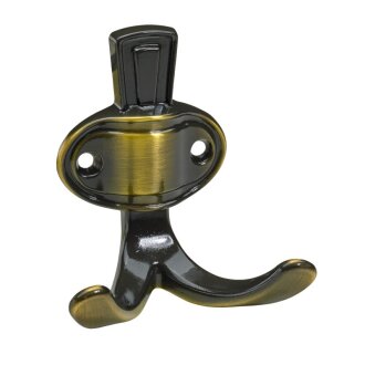 HETTICH Mantelhaken, 68 x 76 x 45 mm, Zinkdruckguss vermessingt brüniert