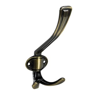 Hettich Hut- und Mantelhaken, 68 x 155 x 80 mm, Zinkdruckguss vermessingt brüniert