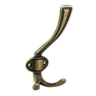 HETTICH Hut- und Mantelhaken, 68 x 155 x 80 mm, Zinkdruckguss vermessingt, brüniert