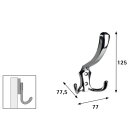 HETTICH Hut- und Mantelhaken, 77 x 125 x 75 mm, Zinkdruckguss verchromt
