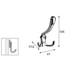 Hut- und Mantelhaken, 77 x 125 x 75 mm, Zinkdruckguss verchromt