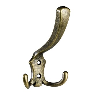 HETTICH Hut-/Mantelhaken, Zinkdruckguss vermessingt, brüniert, 77 x 125 x75 mm