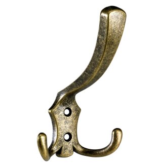 HETTICH Hut-/Mantelhaken, Zinkdruckguss vermessingt, brüniert, 77 x 125 x75mm