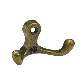 Hettich Mantelhaken, 58 x 31 x 29 mm, Zinkdruckguss vermessingt brüniert