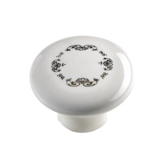 Hettich Möbelknopf, Ø 38 mm, Porzellan weiß/goldfarben