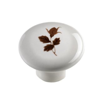 Möbelknopf Porzellan weiß Blumendekor