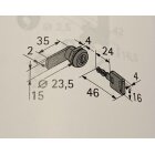 Hettich Zylinderhebelschloss mit geradem Riegel, unterschiedlich schließend, Zylinder Ø 19 mm