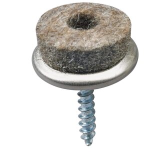HETTICH Parkettgleiter zum Anschrauben Ø 20 x 26 mm, Stahl, Filz, vernickelt, 4 Stück