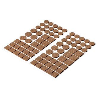 HETTICH Filzgleiterset, selbstklebend, rund/eckig, 30 Stk. 20 x 20 mm, 12 Stk. 25 x 25 mm, 30 Stk. Ø 20 mm, 12 Stk. Ø 25 mm, synthetischer Filz, braun