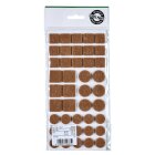 HETTICH Filzgleiterset, selbstklebend, rund/eckig, 30 Stk. 20 x 20 mm, 12 Stk. 25 x 25 mm, 30 Stk. Ø 20 mm, 12 Stk. Ø 25 mm, synthetischer Filz, braun