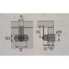 Zylinderhebelschloss, Zylinder Ø 18 mm, Türstärke max. 19 mm