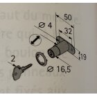 HETTICH Zylinderschloss für zwei Türen, Zylinder Ø 18mm, Türstärke max. 21mm