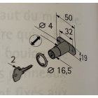 Zylinderschloss für zwei Türen, Zylinder Ø 18 mm, Türstärke max. 21 mm