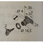 Zylinderschloss für zwei Türen, Zylinder Ø 18 mm, Türstärke max. 21 mm