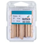 HETTICH Holzdübel, Ø 6 x 60 mm, Holz, Buche natur, 10 Stück