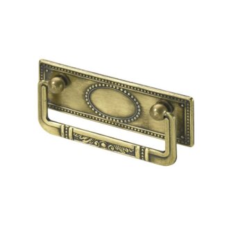 HETTICH Möbelgriff, BA64 mm, Messing, Zinkdruckguss, vermessingt brüniert, 89x30/40x18 mm