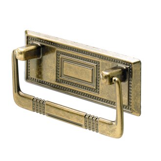HETTICH Möbelgriff, BA64mm, Messing, Zinkdruckguss, vermessingt brüniert, 89 x 30/40 x 18mm