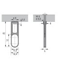 HETTICH Schrankrohrmittelträger für ovale Schrankrohre, Distanz 32mm, Ø 15 / 30mm