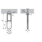 Schrankrohrmittelträger für ovale Schrankrohre, Distanz 32 mm, Ø 15 / 30 mm