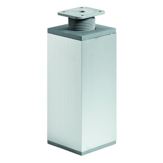 Hettich Möbelfuß, 60 x 60 x 150 - 165 mm höhenverstellbar, Stahl, Aluminium-Optik