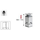 HETTICH Möbelfuß, 60 x 60 x100-115mm höhenverstellbar, Stahl, Aluminium-Optik