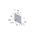 HETTICH Montageplatte schräg mit M8 Gewinde, 67 x 58 mm