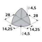 HETTICH Kistenecke, 28 x 28 x 28mm, Stahl vermessingt, 25...