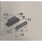 HETTICH Magnetschnäpper 3-4kg, Gegenplatte beweglich, 45 x 14 x 15mm, weiß, 50 Stück