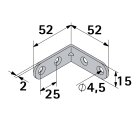 HETTICH Stuhlwinkel, 15 x 50 x 50 x 2mm, Edelstahl matt, 25 Stück