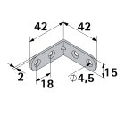 HETTICH Stuhlwinkel 15 x 40 x 40 x 2mm, Edelstahl matt, 25 Stück