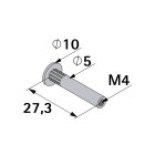 HETTICH Hülse für Verbindungsschraube, M4, 28-38mm, Stahl vernickelt, 50 Stück
