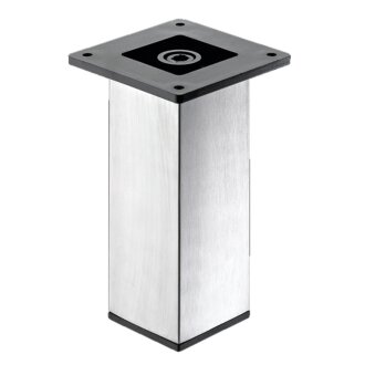 Hettich Design Möbelfuß Aryta, Edelstahl-Optik, 50 x 50 x 150 mm, B-Ware Folie defekt/nicht vorhanden