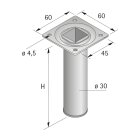 Hettich Möbelfuß/Tischbein, Edelstahl finish, Ø 30 x 300 mm, B-Ware Folie defekt/nicht vorhanden