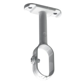 HETTICH Schrankrohrmittelträger für ovale Schrankrohre, Distanz 41 mm, Ø 15 / 30 mm, Zinkdruckguss weiß