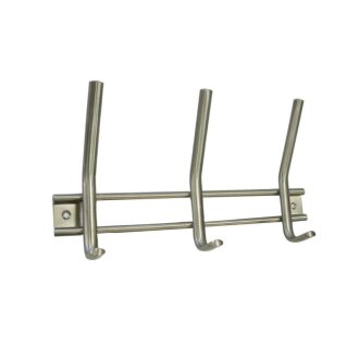 HETTICH Garderobenleiste 3 Haken, 255 x 140 x 50 mm, Edelstahl matt