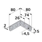 HETTICH Stuhlwinkel, 15 x 80 x 80 x 2mm, Stahl verzinkt, 20 Stück