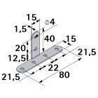 HETTICH T-Winkelverbinder, 40 x 80 x 15mm, verzinkt
