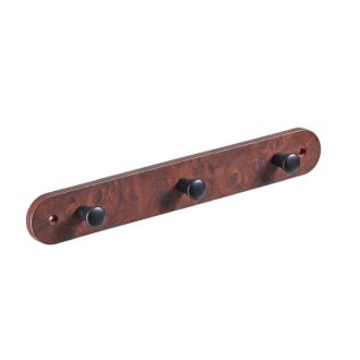 HETTICH 3er Garderobe, 280 x 40 x 30 mm, Kunststoff, Wurzelholz-Optik, braun