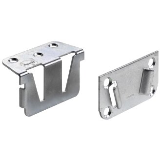 HETTICH Mittelbalkenverbinder für Doppelbetten, 38,5 x 69 x 2 mm, Stahl, 2 Stück(Set für 1 Bett)