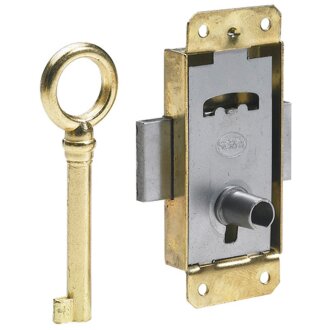 HETTICH Aufschraubschloss, 31 x 75 x 10 mm, vermessingt