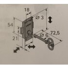 Aufschraubschloss 31 x 75 x 10 mm vermessingt